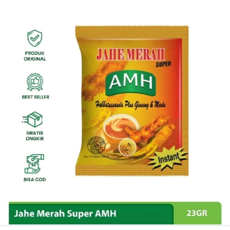 

Jahe Merah Herbal AMH 23gr - Dengan Habbatussauda, Ginseng & Madu
