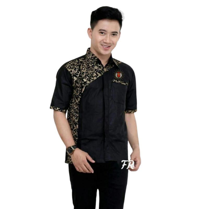 baju batik lengan pendek bordir pshw / batik bordir pshw / kemeja pria/ batik pria/ baju bordir pria