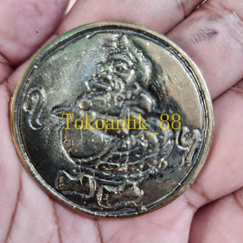 Uang Koin Majapahit Gambar Smarr Kuningan Asli aksara jawa