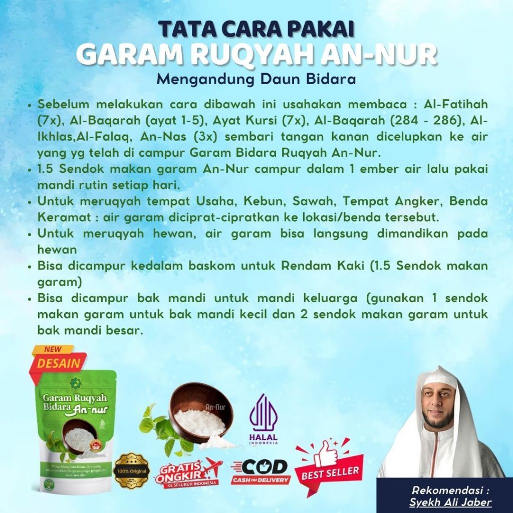 

GARAM AN NUR 200GR ASLI //ASMA RUQYAH GARAM BIDARA