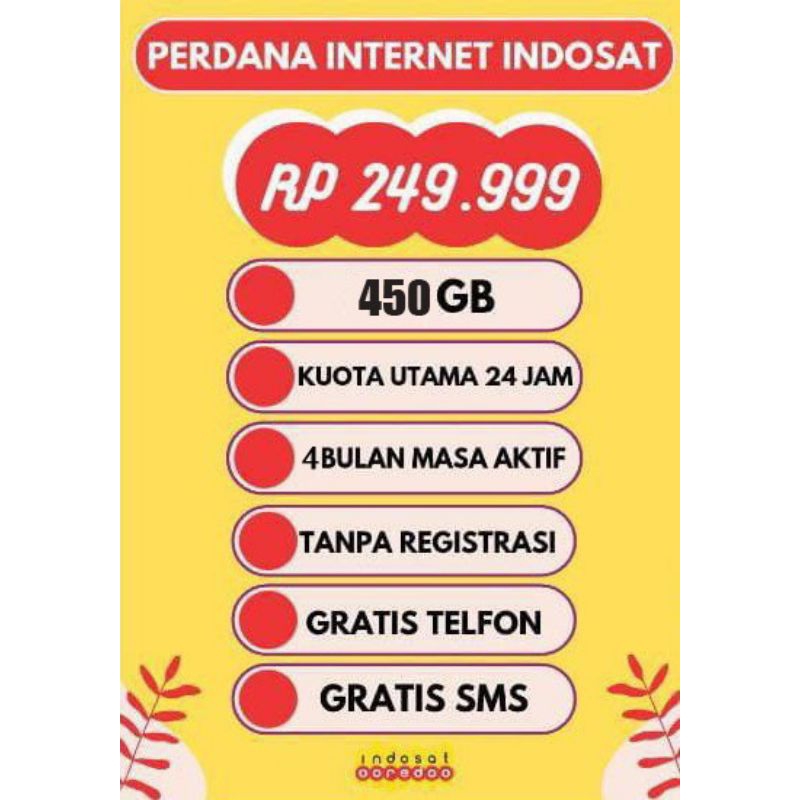 PERDANA INDOSAT 350GB 4BULAN FULL 24 JAM
