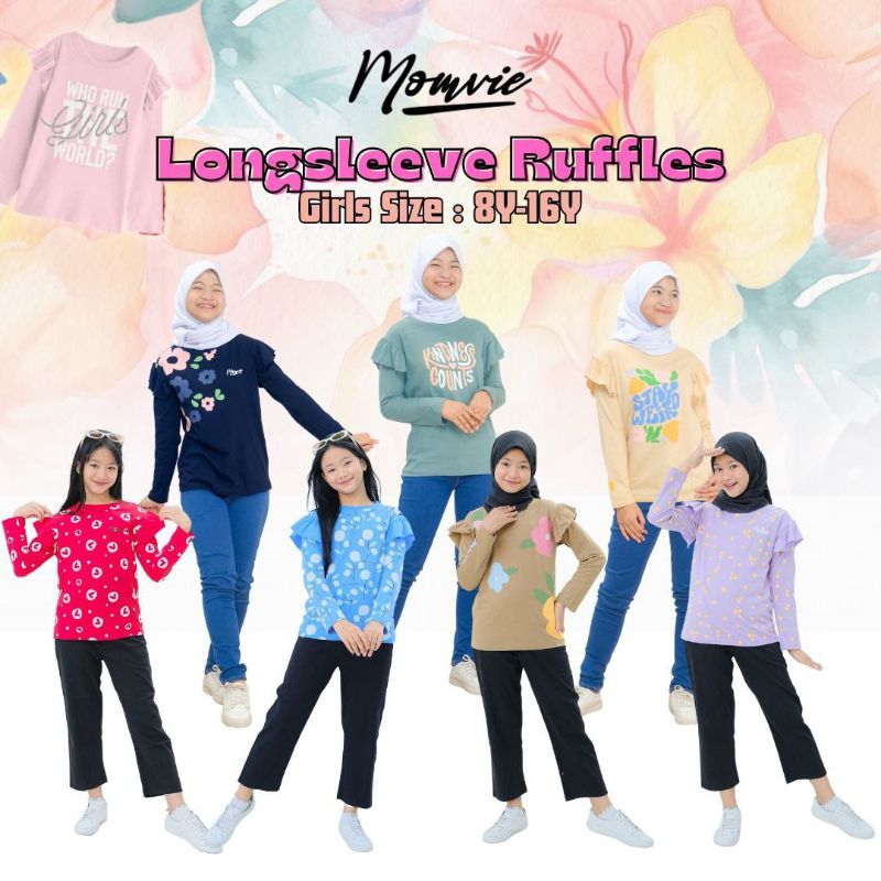 Kaos Anak Perempuan Lengan Panjang Momvie Long Sleeve T-shirt Dorothy Ruffle