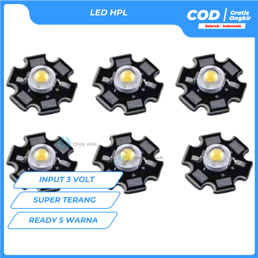 Lampu high power LED HPL 1 WATT dengan pendingin heatsink nyala super terang