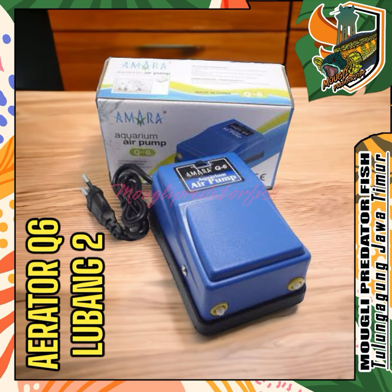 aerator amara q6 lubang 2 mesin oksigen ikan akuarium kolam
