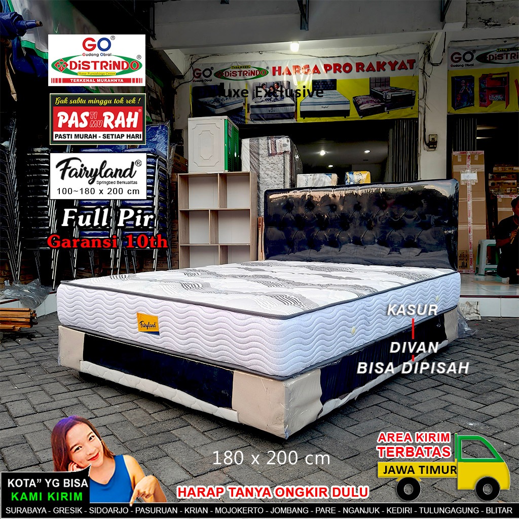 Distrindo - Springbed set Murah Komplit Kasur + Divan + Sandaran Full Pir Kualitas Mewah