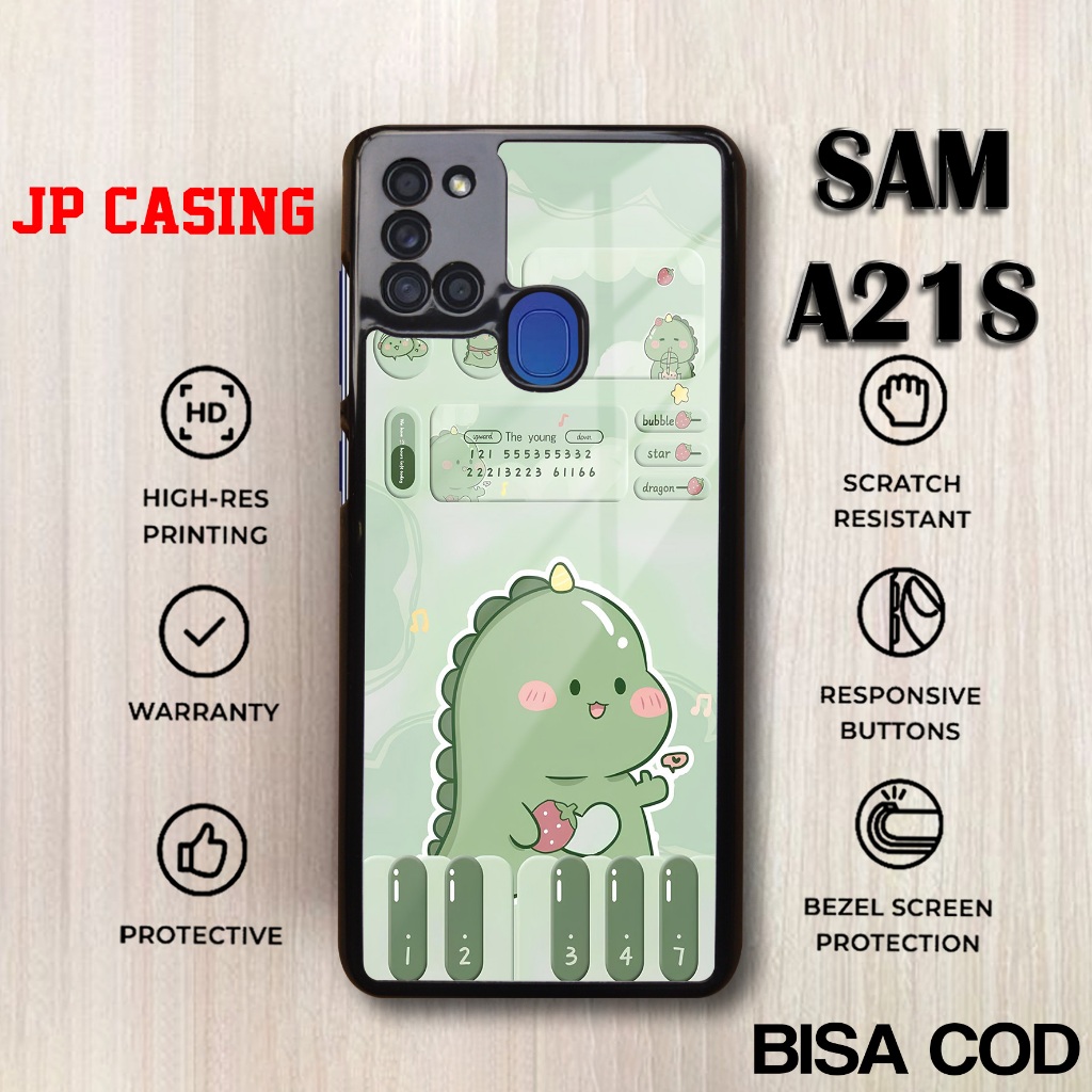 Case Samsung A21S Terbaru - Samsung A21S - Motif Dino cute - Bahan Hardcase Softcase Premium Glossy 