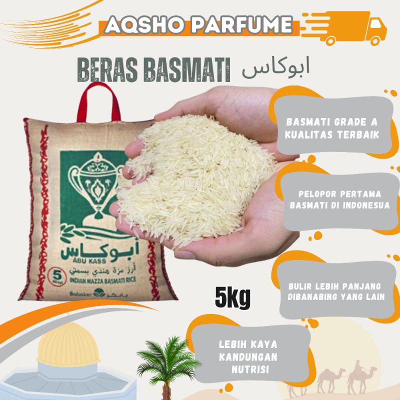 

Beras Basmati Abu Kass 5 Kg India Original Import, Beras Arab