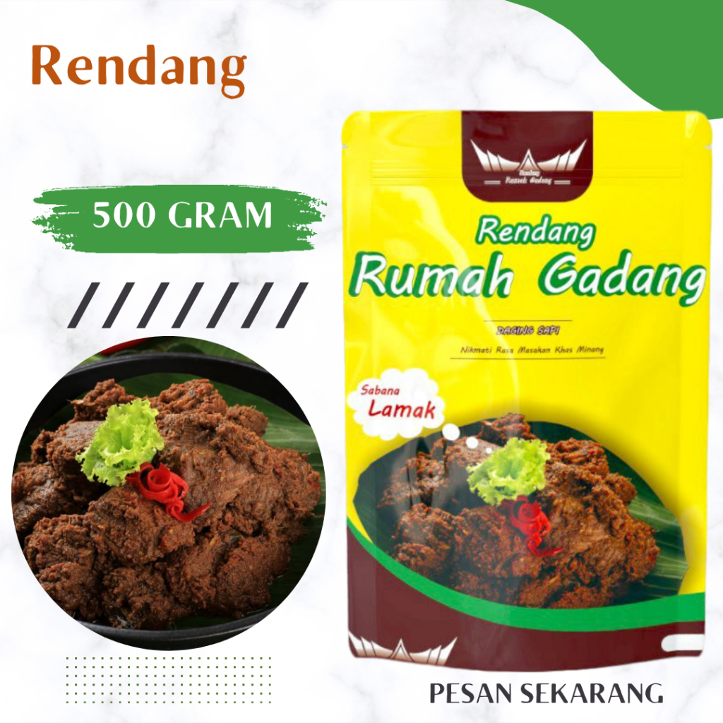 

Rendang Daging Sapi Iris kemasan 500 gr Asli Minang Padang PRMO !! By Rendang Rumah Gadang