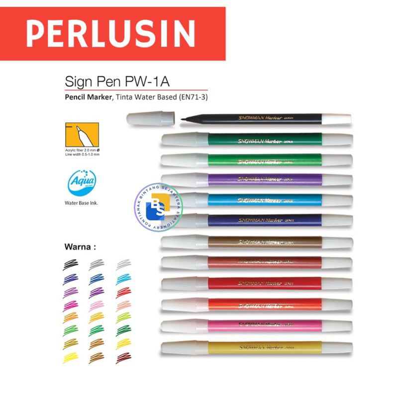 

12 pcs - Spidol SNOWMAN kecil HITAM BIRU MERAH KUNING