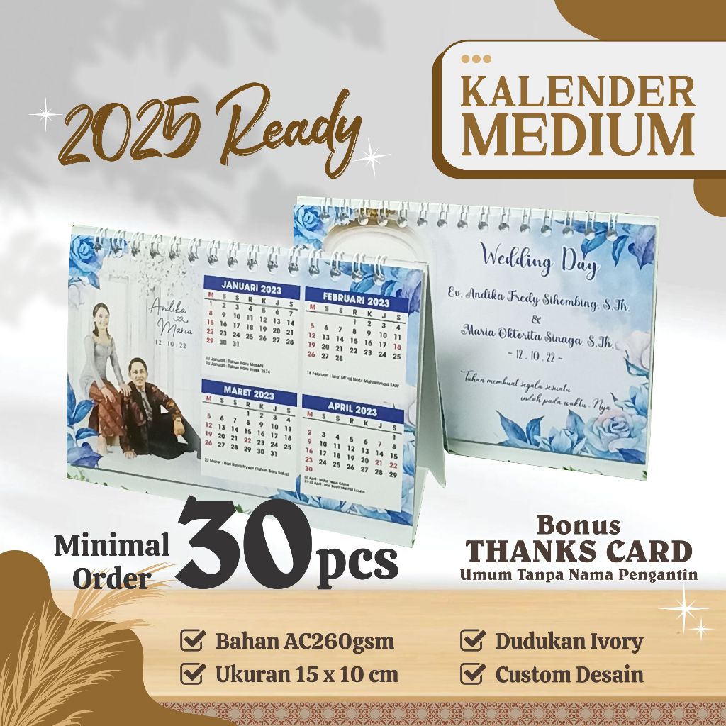 

[Undangan Kalender] Kalender Medium 15x10 cm Souvenir Nikah Khitan Seminar Promosi l Kalmed