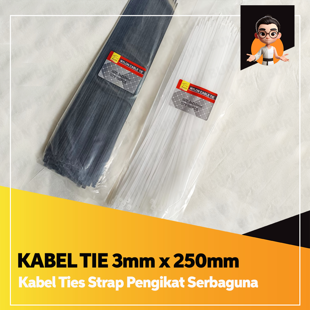 

Kabel Ties Putih - Cable Tie Hitam 250 mm 100 pcs / Cable Tie / Kabel Tie