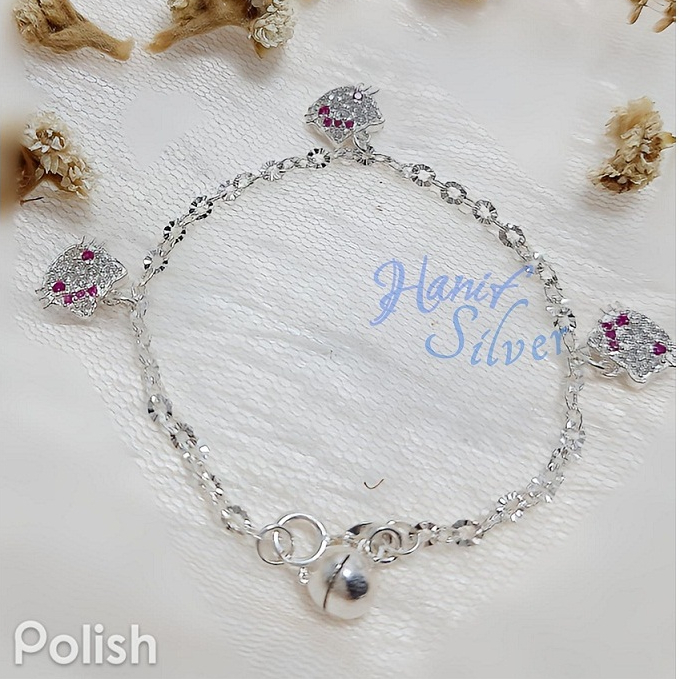 Gelang Anak Perempuan Perak 925 Asli Model Variasi Hello kitty perhiasan Anak Perempuan