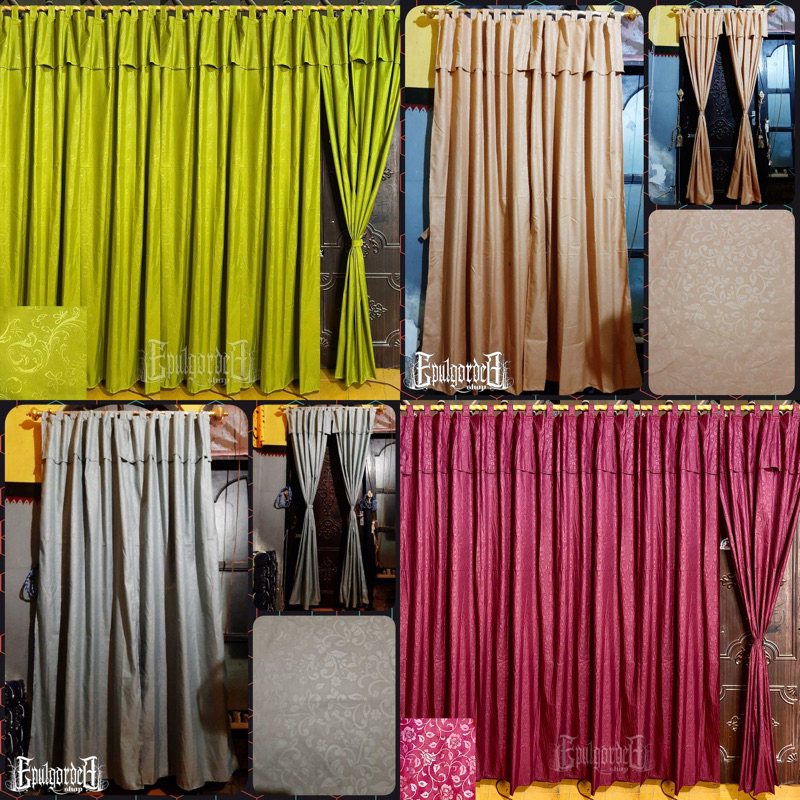 gorden perekat pintu dan jendela tinggi embos di lengkapi perekat dan tali samping