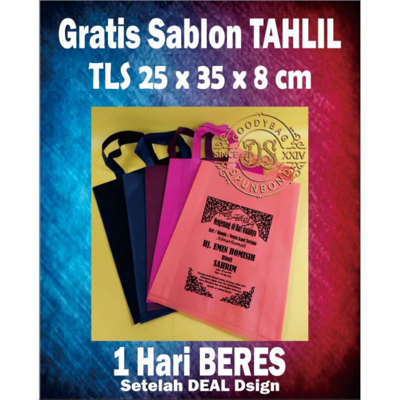 

tas tahlil 25x35x8cm tas sablon spunbond