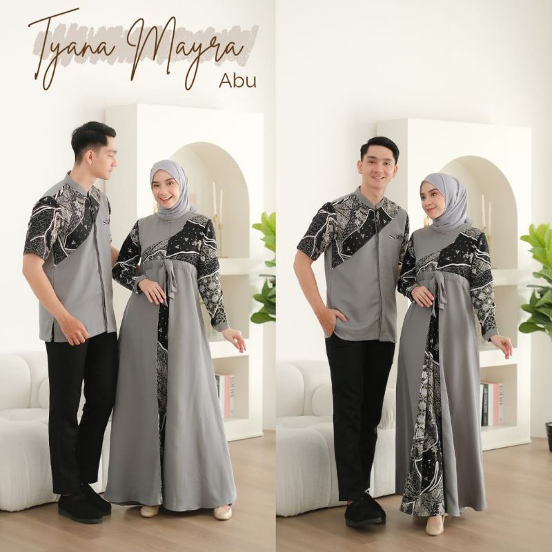 GAMIS Koko Pasangan Muslim Terbaru Tyana Couple Coksu Abu Navi Hitam Sarimbit Keluarga