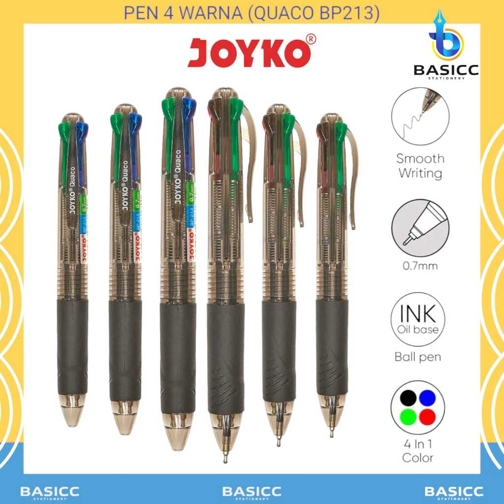 

Joyko Ball Pen 4 Warna Pena BP-213 Quaco 0.7mm | @1 Pcs