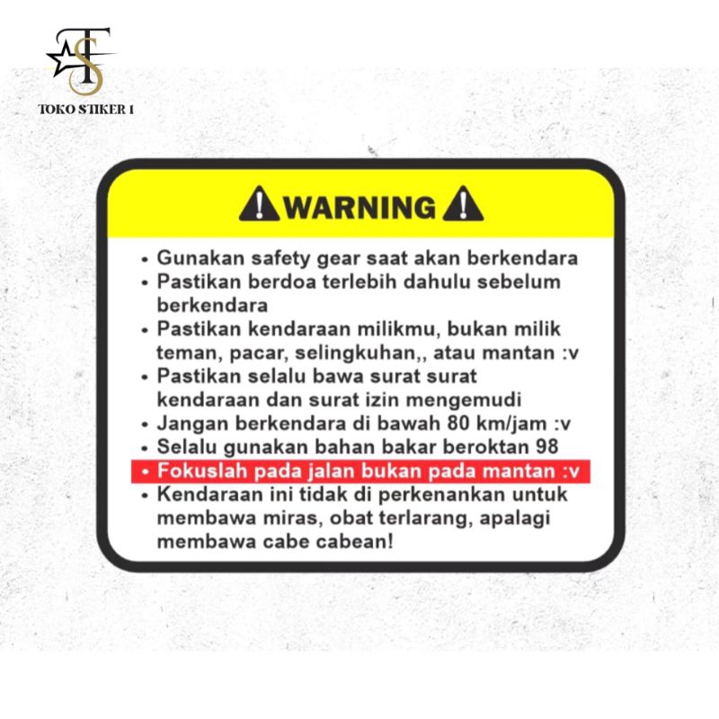 

Stiker warning fokuslah