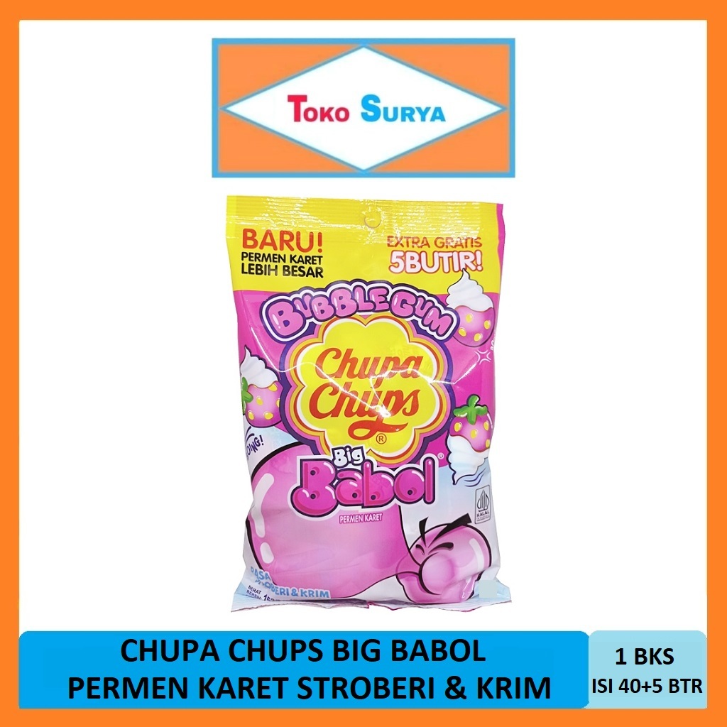 

Big Babol Chupa Chups Bubble Gum Permen Karet Rasa Stroberi Krim 152 Gr