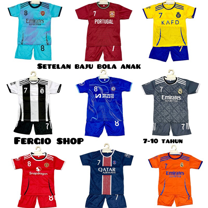 SETELAN BOLA ANAK/  BAJU BOLA ANAK / JERSEY BOLA ANAK/ BAJU FUTSAL ANAK/ BAJU OLAHRAGA ANAK UMUR 7-1