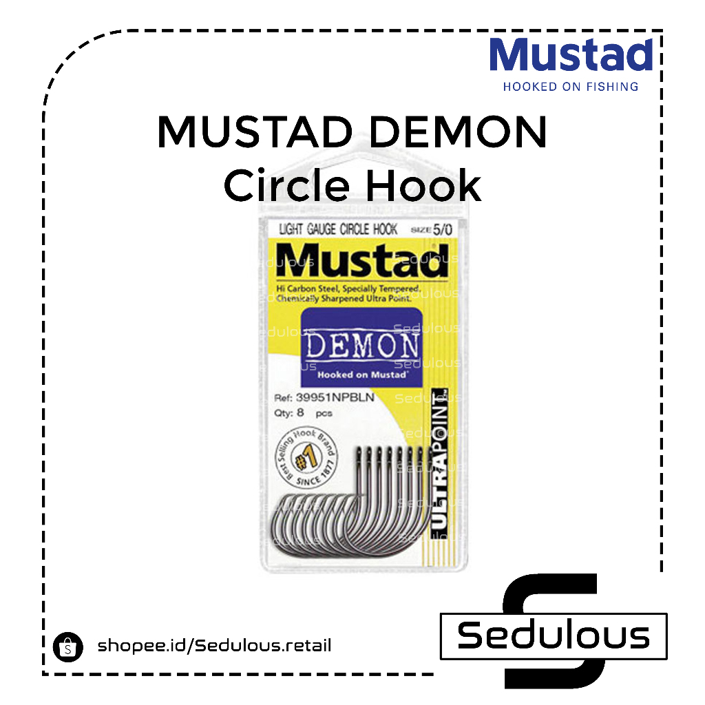 Circle Hook In-Line Mustad Demon Perfect 1X Strong Pancing Kolam Laut 39951NP Mata Kail Carbon Super