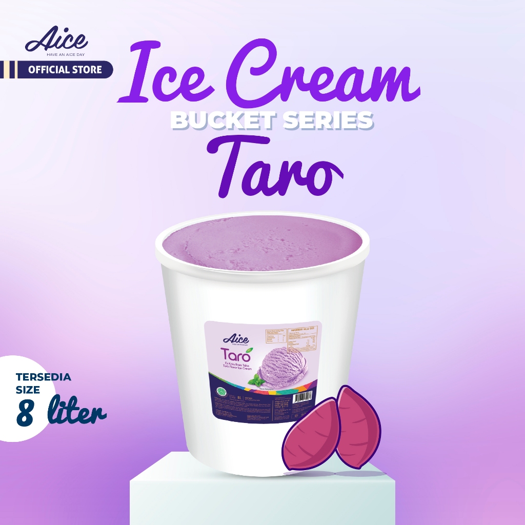 

Aice Taro Bucket 8 liter Emberan Bulky Ember Ekonomis Best Seller Talas Ice Cream Es Krim Dessert