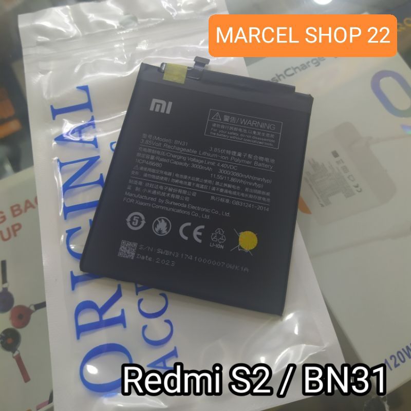 BATTERY BATRE XIAOMI REDMI S2 BATERAI BN 31 ORIGINAL BATERAI
