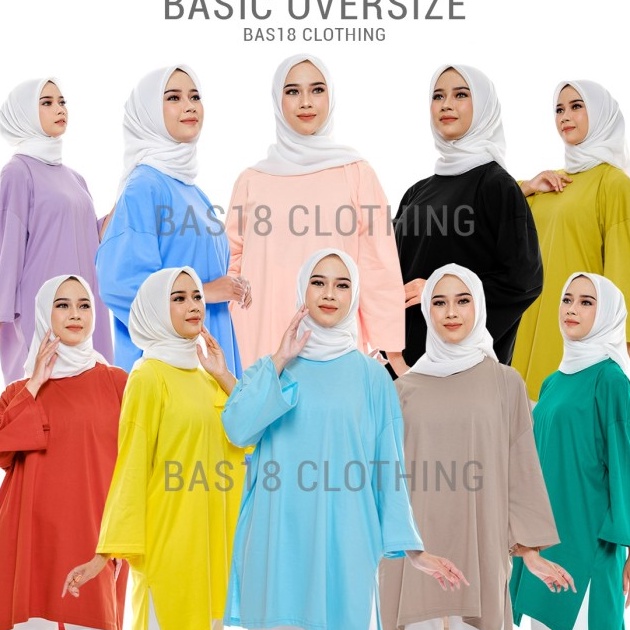 Kaos Tunik Wanita Polos Jumbo Oversize Tangan 34 Katun Adem Tebal  Putih