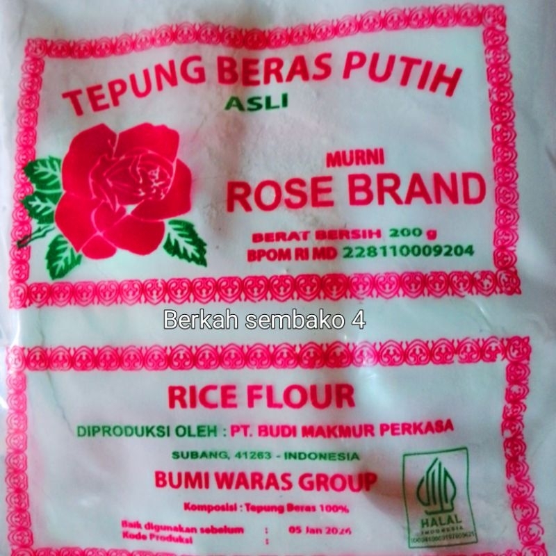 

Tepung beras rose band 200g