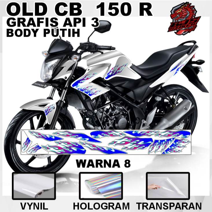 stiker sticker CB150R V1 cb 150 r 2012 api 3 Putih -  stiker sticker Decal CB150R Old Grafis api 3 p