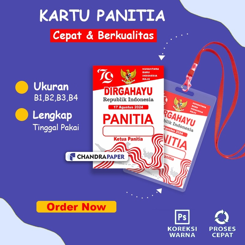 Cetak Name Tag Set Panitia 17 Agustus Custom / Print ID Card Kartu Panitia Lomba HUT RI Kemerdekaan 