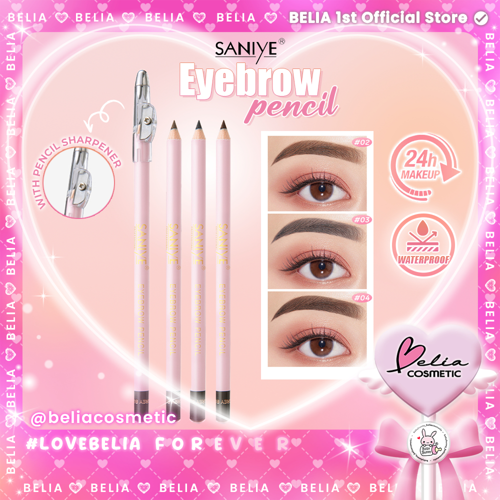 ❤ BELIA ❤ SANIYE Eyebrow Pencil Pink | Waterproof | Pensil Alis | Serutan 3 Warna Rautan Pensil | Ta