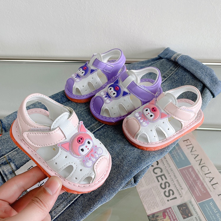 Juragan Junior [COD] Sandal Bayi LED Dan Bisa Bunyi KUROMI Sandal Anak Perempuan Import 15-20 Usia 6