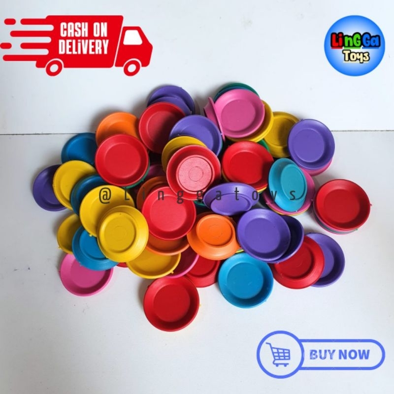 250 Gram Mainan Piring Kecil Tebal dan Tipisl / Mainan Piring Mini Plastik Warna Warni Cerah