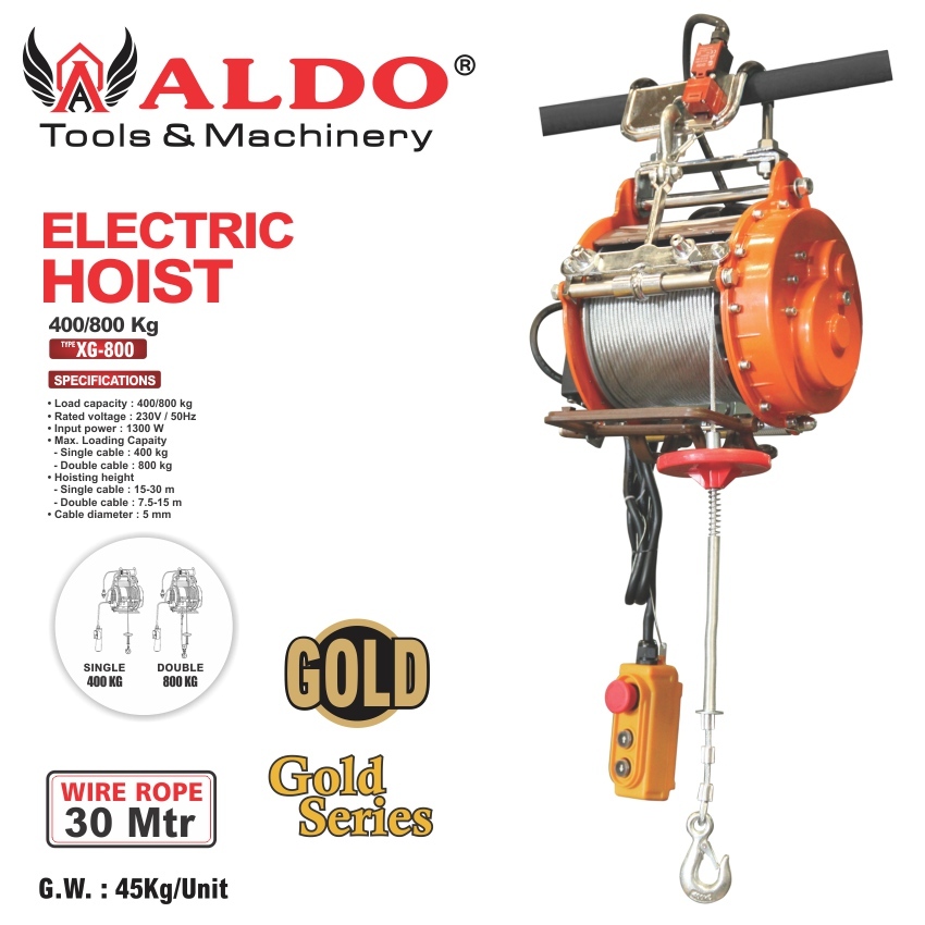 ELECTRIC HOIST GOLD 400/800 KG XG-800 / KATROL ELEKTRIK / TAKEL  MERK ALDO