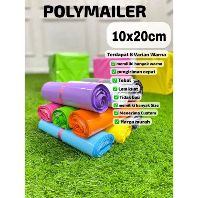 Kantong Plastik Packing Polymailer 10x20CM  isi 100 pcs/Plastik packing Olshop warna warni - semi gl