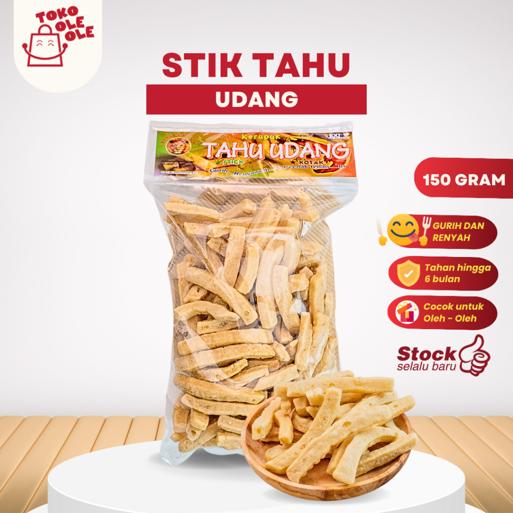 

Stik Tahu Udang Kerupuk Tahu Cemilan Tahu Cap Kepala Singa 150 gr