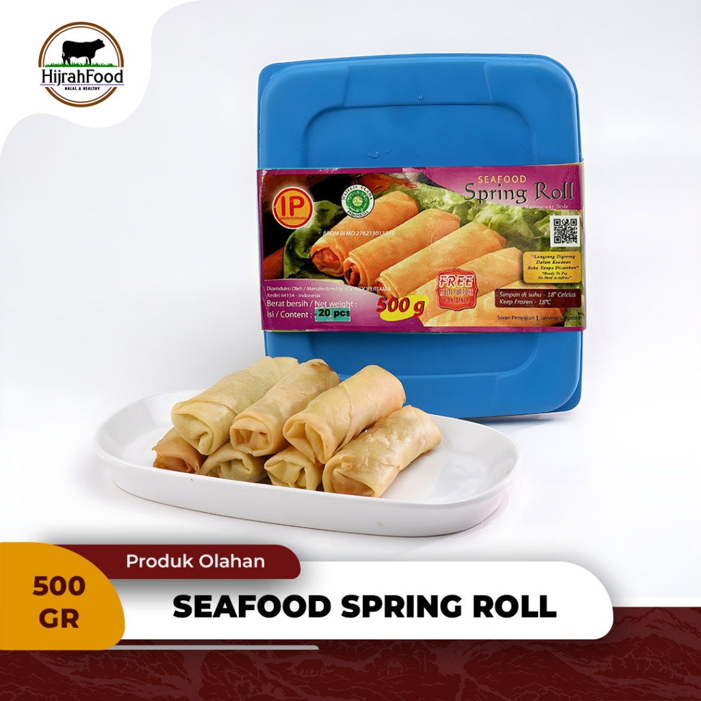 

IndoPertama Seafood Spring Roll Frozen Ready to Fry Lumpia Seafood Siap Goreng 500 gr