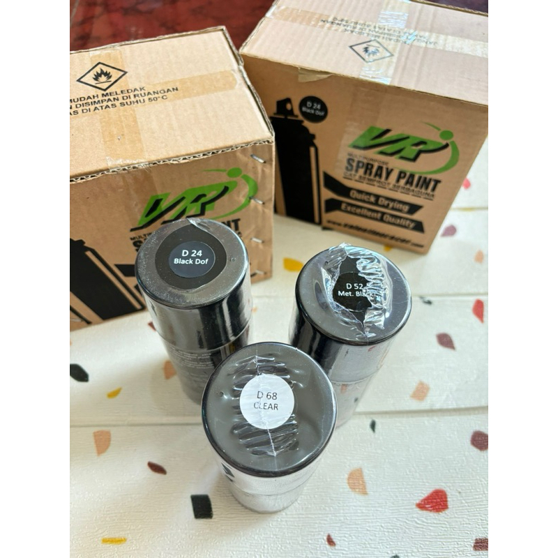 Spray paint VR Pylox VR  300ml berbagai warna hitam putih clear metallic doff merah jingga kuning hi