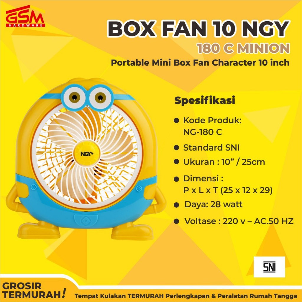 Nagoya NG-180C Kipas Angin Meja 10 Inch Berwarna Kuning dengan ThermoSafe