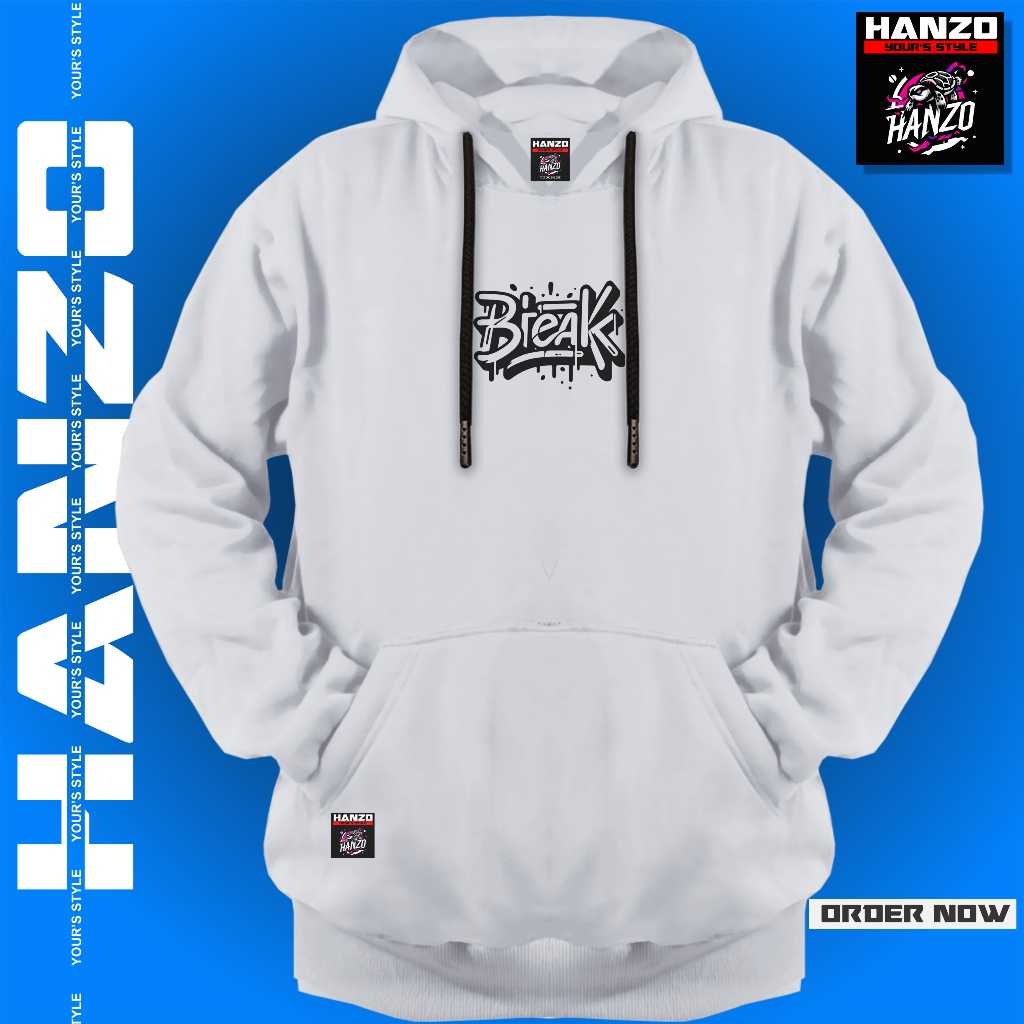 Jaket Hoodie Warna Putih Gambar Simple Hoodie Pria Wanita Original HANZO Japan Style