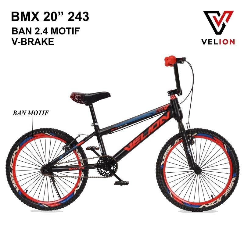 SEPEDA ANAK LAKI BMX VELION 243 UKURAN 20 INCH BAN 2.40 REM CAKRAM USIA 8-11 TAHUN