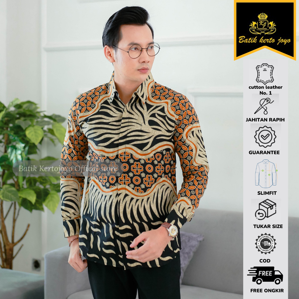 Baju Batik pria modern slimfit Batik Pria Lengan Panjang slimfit Kemeja batik pria Slimfit premium b