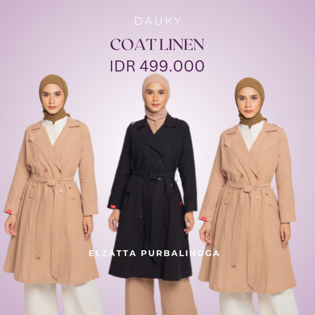 Dauky Long Coat Linen Premium Blazer Panjang Wanita Bahan Linen by Dauky