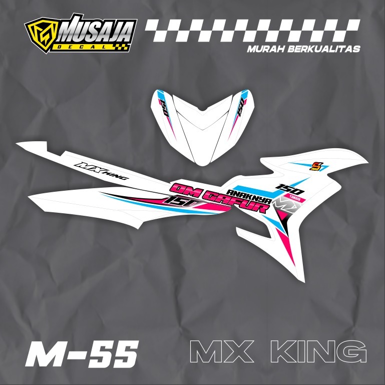 Decal Mx king full body putih pink biru simple - dekal mxking