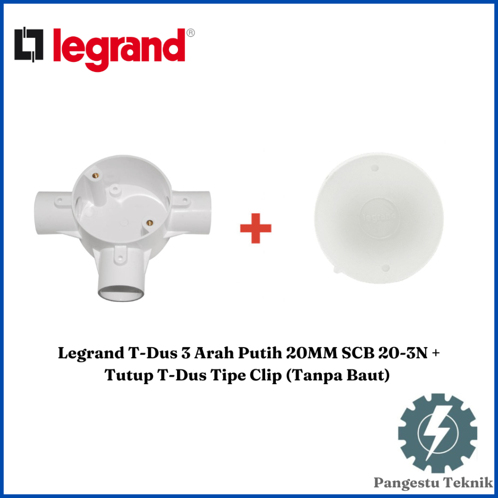 Legrand TDus Cabang 3 / Tee Dus / T Dos Jalur Listrik Putih Legrand 20 mm