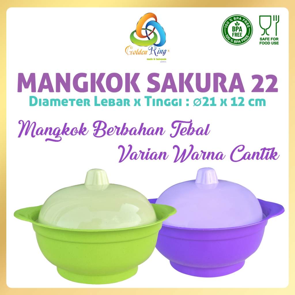 ( 6 PCS ) Mangkok Plastik / Mangkok Plus Tutup / Mangkok Lucu / Mangkok Sakura 22