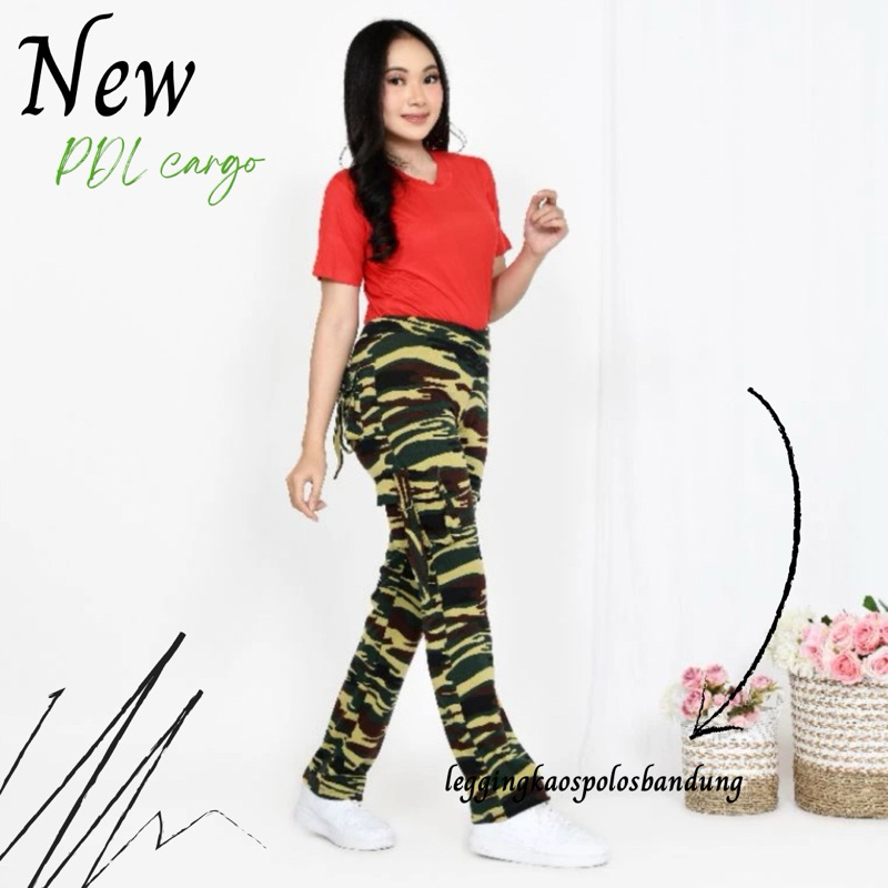 CELANA PANJANG KARGO DAN CELANA ROK SENAM WANITA MOTIF LORENG ARMY SPANDEX PREMIUM