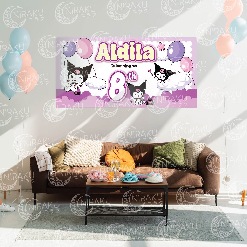 Banner Ultah Anak Murah - Kuromi, Tayo, Paw Patrol, Frozen, Spiderman, Minion, Tsum Tsum. Paket Ulan