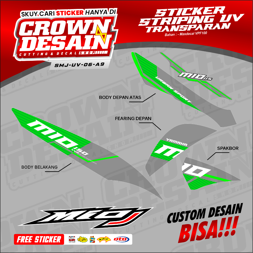 Striping Transparan Mio J Variasi Malaysian Simple - Stiker Striping Yamaha Mio J Lis Hijau Malaysia