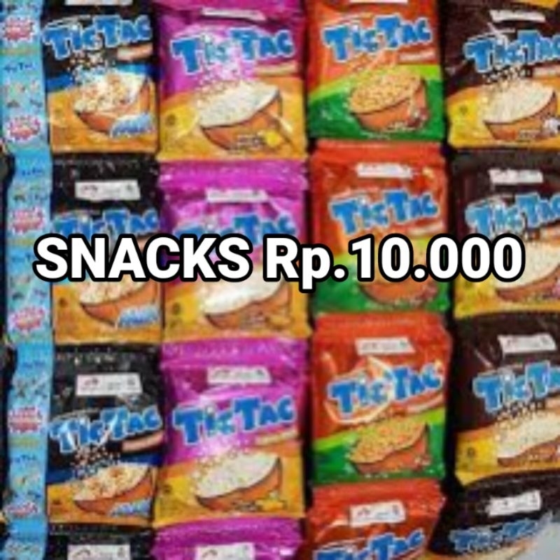 

Aneka Snack Rp.10.000 tiktak Sukro dan lain lain isi 8 pcs